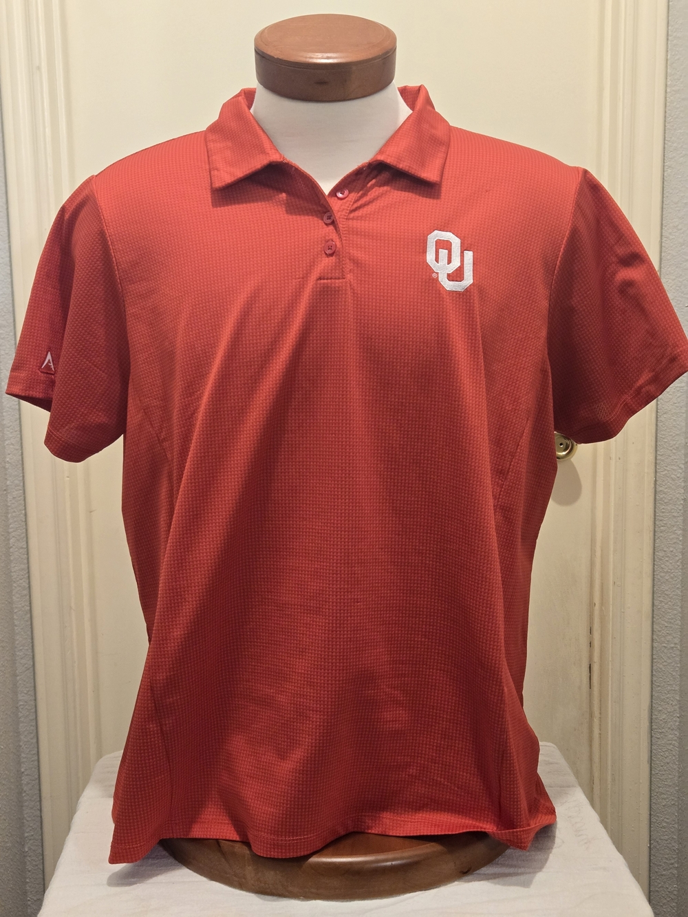 Antigua Red Short Sleeve Polo with White OU Logo,  XXL